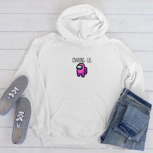 New Pink Among Us Youth Hoodie Unisex Size 18-20 Gamer Gift For Teens